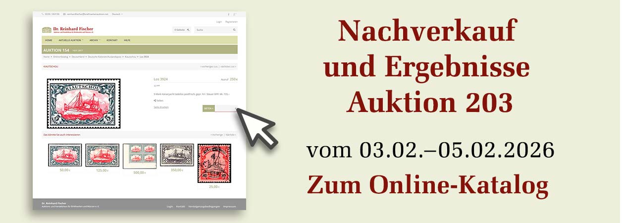Nachverkauf und Ergebnisse der Auktion 203 vom 03.-04. Februar 2026